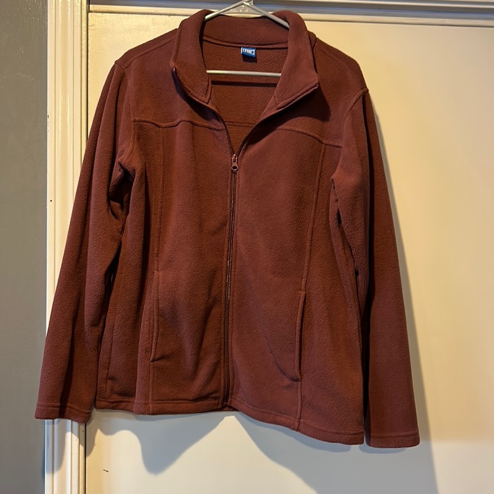 Dark red fleece jacket